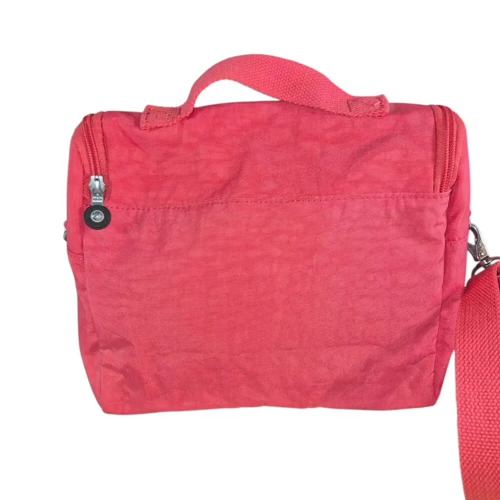 Kipling Kichirou Cross Body Nylon Insulated Lunch Box Bag Melon Pink Textured